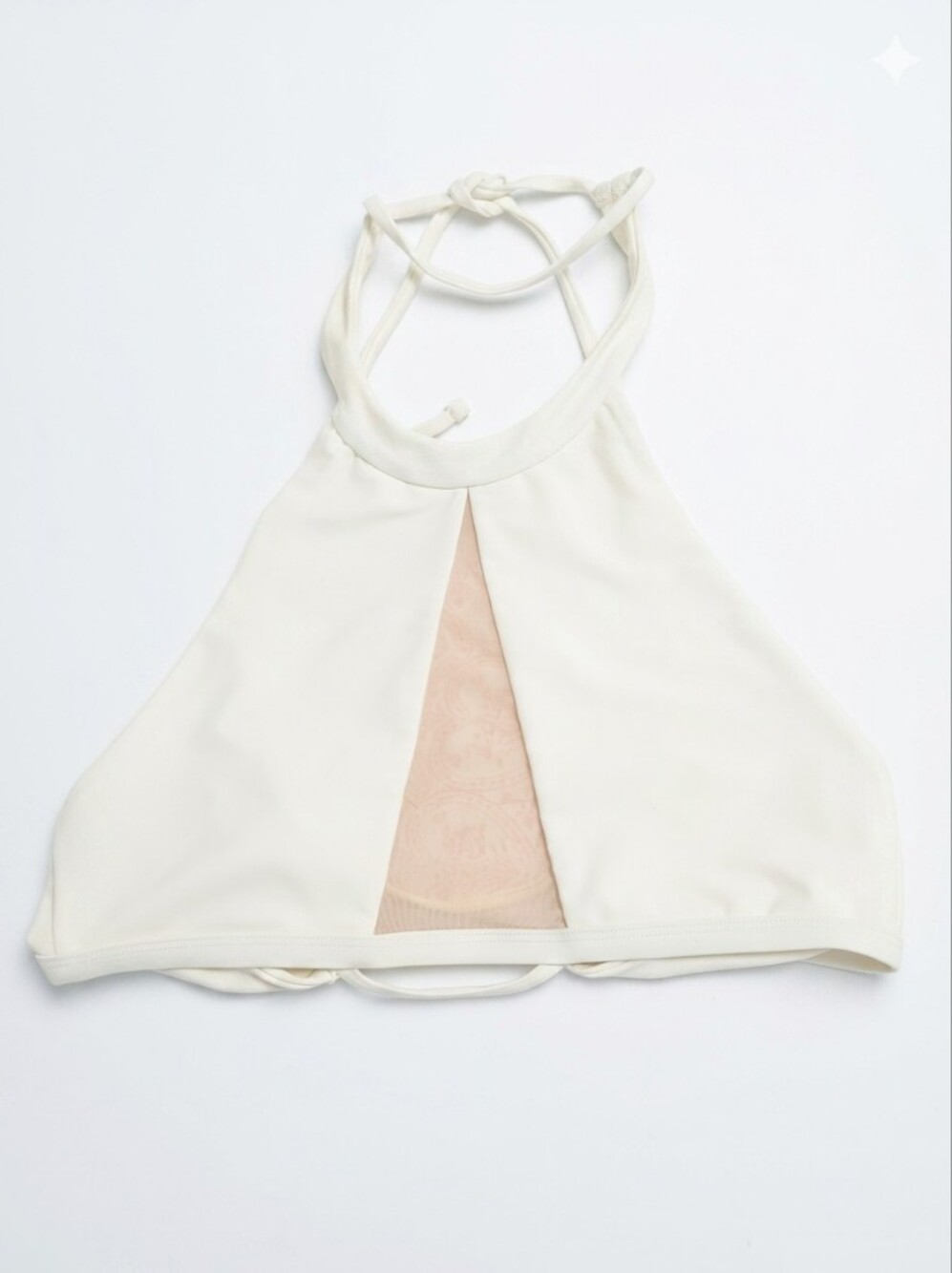 Lovers + Friends Ivory Halter Crop Top with Mesh Accent